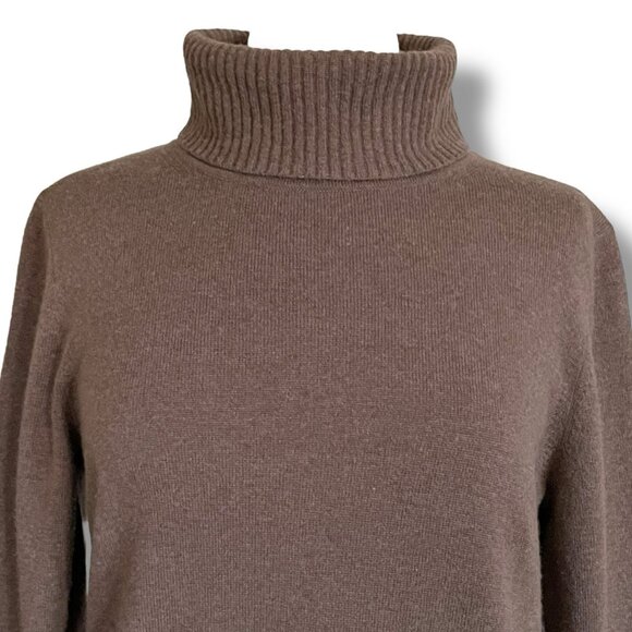 Escada Womens Sweater Sz Large Brown Wool Cashmere Blend Turtleneck Luxury Knit - Picture 3 of 8
